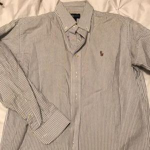 Girls Ralph Lauren blue and white strip oxford